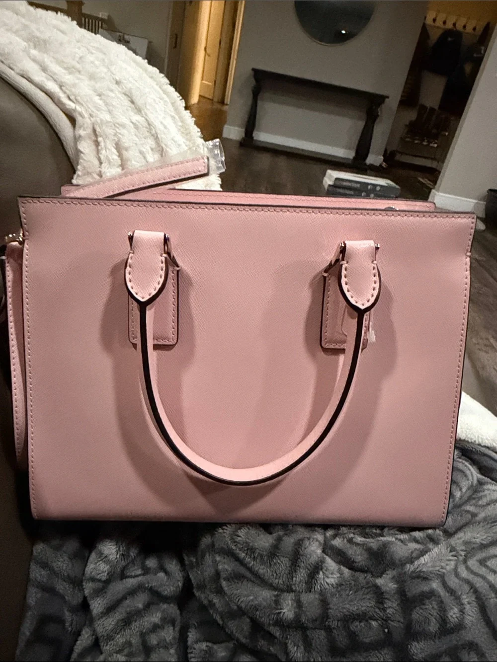 kate spade Pink Saffiano Satchel with Gold Hardware
